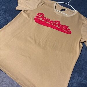 Tan T-Shirt with Red Logo